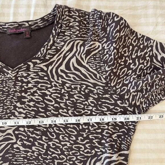 Fresh Produce 3/4 Sleeve Shirt Women 12F Animal Printed V Neck Cotton Top XL - Picture 7 of 9